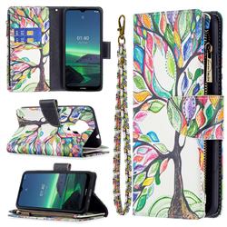 The Tree of Life Binfen Color BF03 Retro Zipper Leather Wallet Phone Case for Nokia 1.4