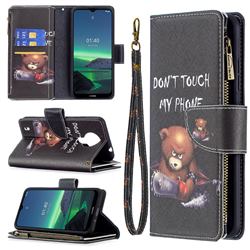 Chainsaw Bear Binfen Color BF03 Retro Zipper Leather Wallet Phone Case for Nokia 1.4
