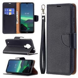 Classic Luxury Litchi Leather Phone Wallet Case for Nokia 1.4 - Black
