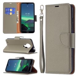 Classic Luxury Litchi Leather Phone Wallet Case for Nokia 1.4 - Gray