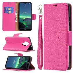 Classic Luxury Litchi Leather Phone Wallet Case for Nokia 1.4 - Rose