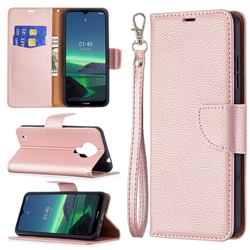 Classic Luxury Litchi Leather Phone Wallet Case for Nokia 1.4 - Golden