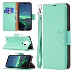 Classic Luxury Litchi Leather Phone Wallet Case for Nokia 1.4 - Green