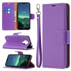 Classic Luxury Litchi Leather Phone Wallet Case for Nokia 1.4 - Purple