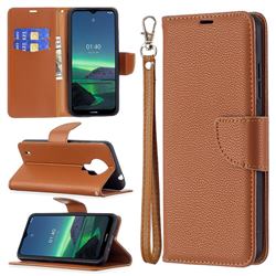 Classic Luxury Litchi Leather Phone Wallet Case for Nokia 1.4 - Brown