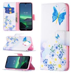 Butterflies Flowers Leather Wallet Case for Nokia 1.4