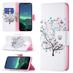 Colorful Tree Leather Wallet Case for Nokia 1.4