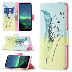 Feather Bird Leather Wallet Case for Nokia 1.4
