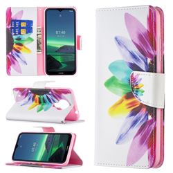 Seven-color Flowers Leather Wallet Case for Nokia 1.4