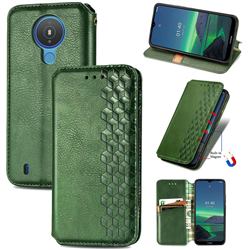 Ultra Slim Fashion Business Card Magnetic Automatic Suction Leather Flip Cover for Nokia 1.4 - Green