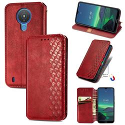 Ultra Slim Fashion Business Card Magnetic Automatic Suction Leather Flip Cover for Nokia 1.4 - Red