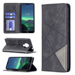 Prismatic Slim Magnetic Sucking Stitching Wallet Flip Cover for Nokia 1.4 - Black