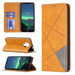 Prismatic Slim Magnetic Sucking Stitching Wallet Flip Cover for Nokia 1.4 - Yellow