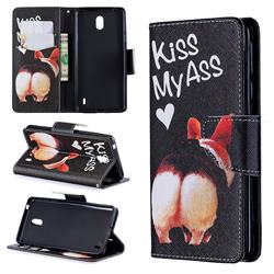 Lovely Pig Ass Leather Wallet Case for Nokia 1 Plus (2019)