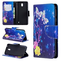 Yellow Flower Butterfly Leather Wallet Case for Nokia 1 Plus (2019)