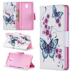 Peach Butterflies Leather Wallet Case for Nokia 1 Plus (2019)