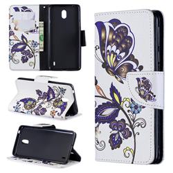 Butterflies and Flowers Leather Wallet Case for Nokia 1 Plus (2019)