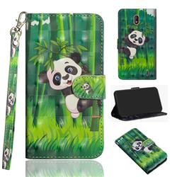 Climbing Bamboo Panda 3D Painted Leather Wallet Case for Nokia 1 Plus (2019)