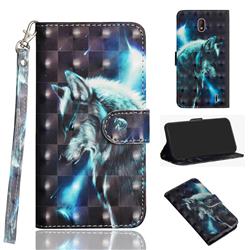 Snow Wolf 3D Painted Leather Wallet Case for Nokia 1 Plus (2019)
