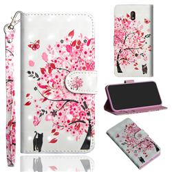 Tree and Cat 3D Painted Leather Wallet Case for Nokia 1 Plus (2019)