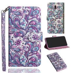 Swirl Flower 3D Painted Leather Wallet Case for Nokia 1 Plus (2019)