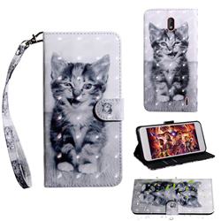 Smiley Cat 3D Painted Leather Wallet Case for Nokia 1 Plus (2019)