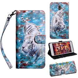 White Tiger 3D Painted Leather Wallet Case for Nokia 1 Plus (2019)