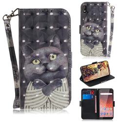 Cat Embrace 3D Painted Leather Wallet Phone Case for Nokia 1 Plus (2019)
