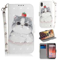 Cute Tomato Cat 3D Painted Leather Wallet Phone Case for Nokia 1 Plus (2019)
