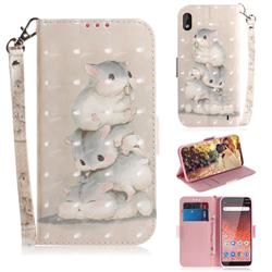 Three Squirrels 3D Painted Leather Wallet Phone Case for Nokia 1 Plus (2019)