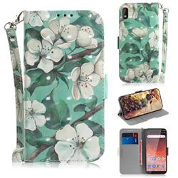 Watercolor Flower 3D Painted Leather Wallet Phone Case for Nokia 1 Plus (2019)