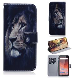 Lion Face PU Leather Wallet Case for Nokia 1 Plus (2019)