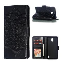 Intricate Embossing Datura Solar Leather Wallet Case for Nokia 1 Plus (2019) - Black