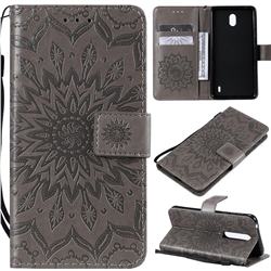 Embossing Sunflower Leather Wallet Case for Nokia 1 Plus (2019) - Gray