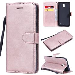 Retro Greek Classic Smooth PU Leather Wallet Phone Case for Nokia 1 Plus (2019) - Rose Gold