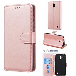 Retro Calf Matte Leather Wallet Phone Case for Nokia 1 Plus (2019) - Pink