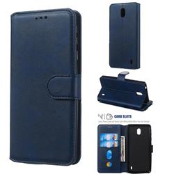 Retro Calf Matte Leather Wallet Phone Case for Nokia 1 Plus (2019) - Blue