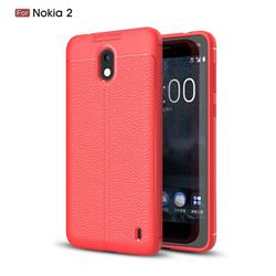 Luxury Auto Focus Litchi Texture Silicone TPU Back Cover for Nokia 2 - Red