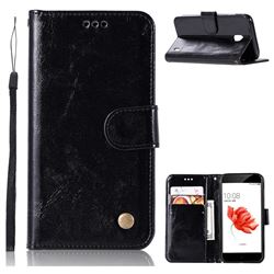 Luxury Retro Leather Wallet Case for Nokia 2 - Black