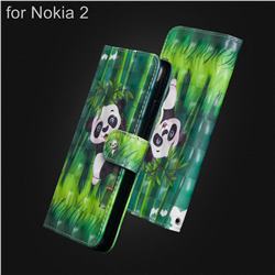 Climbing Bamboo Panda 3D Painted Leather Wallet Case for Nokia 2