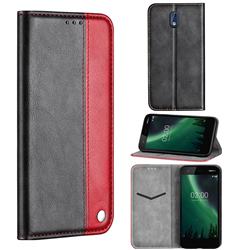 Classic Business Ultra Slim Magnetic Sucking Stitching Flip Cover for Nokia 2 - Red