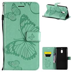 Embossing 3D Butterfly Leather Wallet Case for Nokia 2.1 - Green