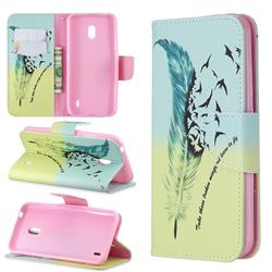 Feather Bird Leather Wallet Case for Nokia 2.2