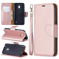 Classic Luxury Litchi Leather Phone Wallet Case for Nokia 2.2 - Golden