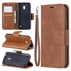 Classic Sheepskin PU Leather Phone Wallet Case for Nokia 2.2 - Brown