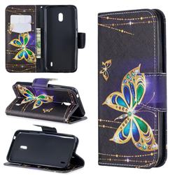 Golden Shining Butterfly Leather Wallet Case for Nokia 2.2