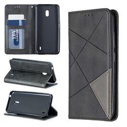 Prismatic Slim Magnetic Sucking Stitching Wallet Flip Cover for Nokia 2.2 - Black
