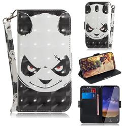 Angry Bear 3D Painted Leather Wallet Phone Case for Nokia 2.2