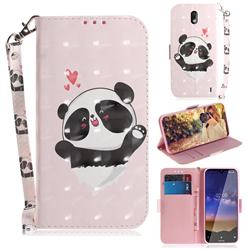 Heart Cat 3D Painted Leather Wallet Phone Case for Nokia 2.2
