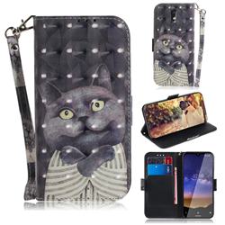 Cat Embrace 3D Painted Leather Wallet Phone Case for Nokia 2.2